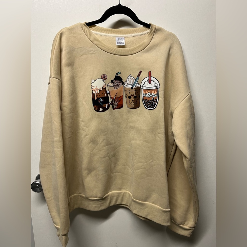 Halloween XXL 2x cream coffee sweatshirt Michael Myers Freddy Jason Horror movie